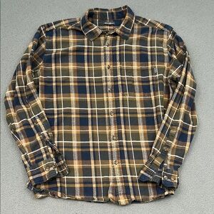 Eddie Bauer Men’s Blue & Brown Plaid Shirt | Size XL | Long Sleeve Button-Up